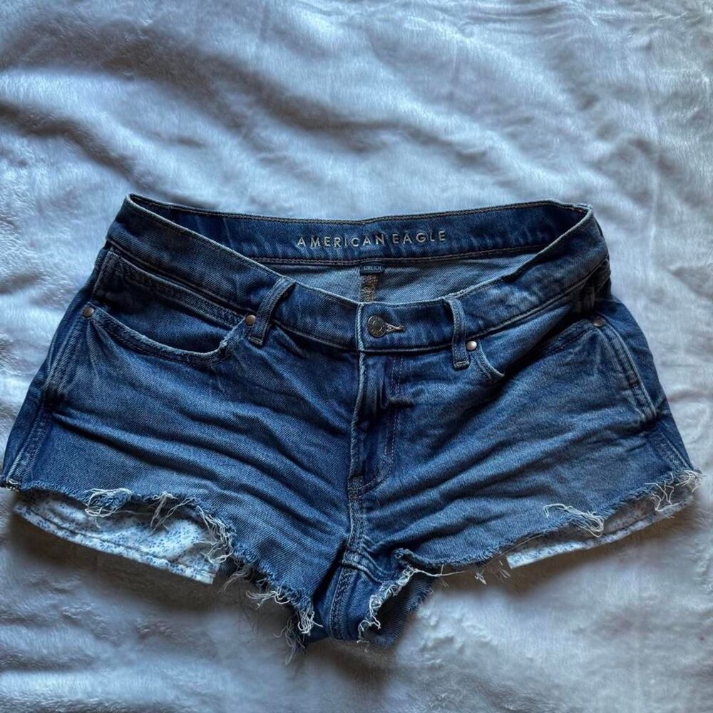 American-eagle Women's Blue Shorts Low Rise Micro 6